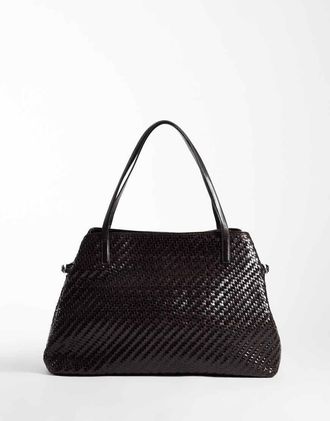 Vagabond Cannes borsa a spalla intrecciata in pelle marrone