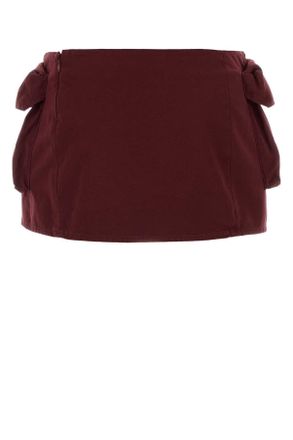 Miu Miu Womens Burgundy Cotton Mini Skirt Amaranto Exterior: Gonne