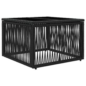 vidaXL Mesa De Jard&iacute;n Negro 55 X 55 X 37 Cm Rattan Pe Y Cristal Vidaxl