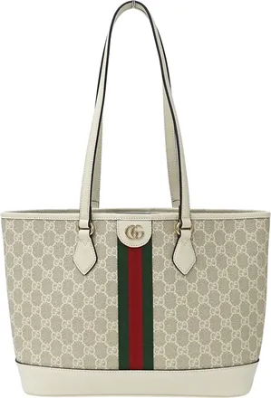 Gucci Beige White Gg Supreme Canvas Handbag Tote Bag (Pre-Owned)