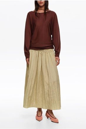 Bimba & Lola Mini Dots Ruched Flare Skirt in Dots Mini Olive at Nordstrom, Size X-Small Eu