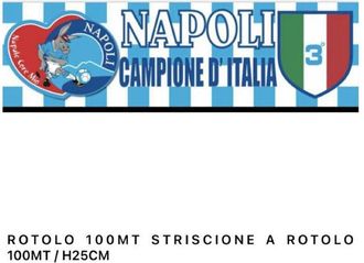 Trade Shop Trade Shop - Striscione Bandierone Calcio Napoli Festa Terzo Scudetto Bianco Azzurro 100 Mt