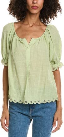 Max Studio Scallop Edge Bubble Sleeve Blouse