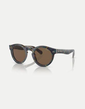Ralph Lauren Polo Ralph Lauren - Ph4165 Phantos - Occhiali da sole tartarugati a quadri scozzesi Gordon con lenti marroni-Multicolore