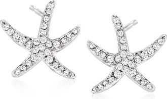 Ross-Simons Diamond Starfish Earrings in Sterling Silver