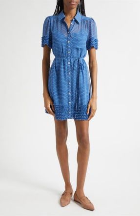 Cinq &agrave; Sept Galea Pin Dot Minidress in Twilight Bay/Ivory at Nordstrom, Size 16