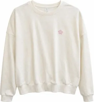 Mazine Back Print Flowers Sweatshirt Pullover f&uuml;r Damen | beige/wei&szlig;