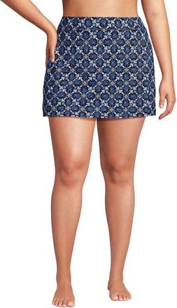 Lands End Plus Size Tummy Control Swim Skirt in Seashell Geo/navy at Nordstrom, Size 26W