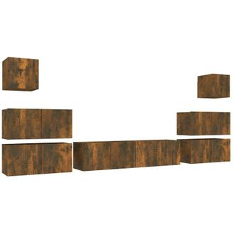 vidaXL 8 Piece TV Cabinet Set Smoked Oak Engineered Wood vidaXL