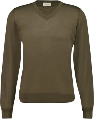 PIACENZA 1733 Virgin Wool V-Neck Jumper - male - PIACENZA 1733 - V-neck Knitwear - Green - 2XL - Knitwear