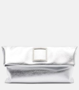 Roger Vivier Trompette metallic leather clutch