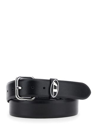 Diesel Black Belt With 1Dr Buckle In Leather Man