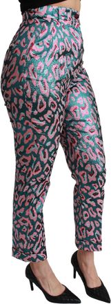 Dolce & Gabbana Womens Multicolor Patterned Cropped High Waist Pants Polyester Silk
