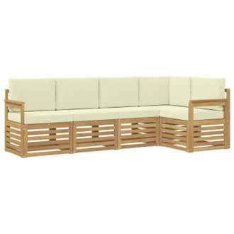 vidaXL Conjunto De Sof&aacute;s De Exterior 5 Pcs Blanco Y Crema Vidaxl