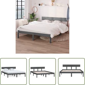vidaXL vidaXL Letto king size - Giroletto Grigio in Massello di Pino 150x200 cm King Size