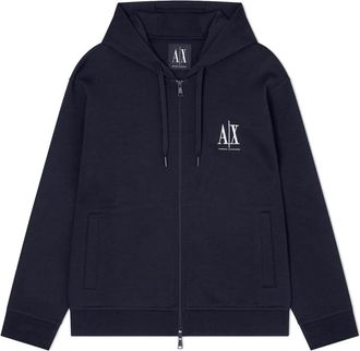 A|X Armani Exchange Sweatshirt met volledige ritssluiting en contrasterende banden - Heren - Vesten met rits - Blauw - XS - Katoen - Hoodies & sweatvesten
