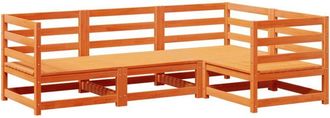 vidaXL Juego De Sof&aacute;s De Jard&iacute;n 4 Pzas Madera Maciza Pino Marr&oacute;n Cera Vidaxl