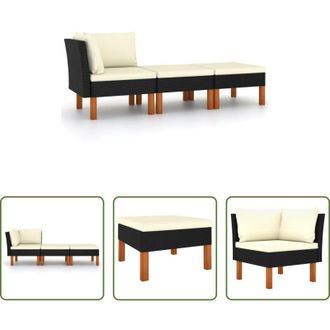 vidaXL Divano angolare - Set di Divani da Giardino 3 pz Polyrattan Massello di Eucalipto