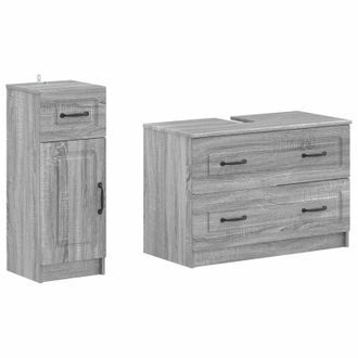 vidaXL Juego De Gabinete De Ba&ntilde;o De 2 Piezas Utrecht Sonoma Gris Vidaxl
