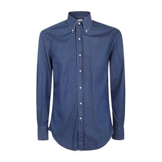 Brunello Cucinelli Heren, Overhemden, Blauw, Maat: S Denim