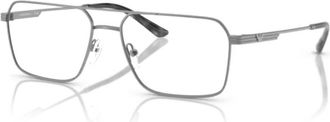 Emporio Armani 0ea1166 Rectangular Metal Frame Eyeglasses with Double Bridge Design