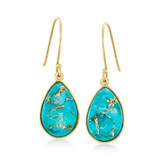 Canaria Canaria Turquoise Drop Earrings in 10kt Yellow Gold