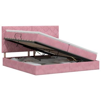 vidaXL Cama Con Almacenamiento Y Colch&oacute;n Rosa 200 X 200 Cm Terciopelo Vidaxl