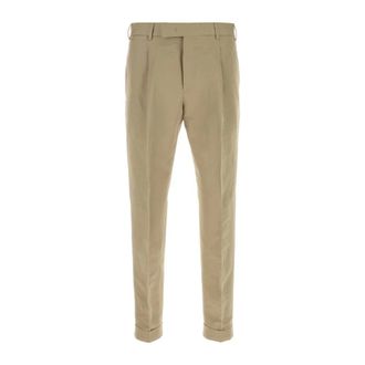 Pantaloni Torino Slim-fit Trousers, male, Beige, Size: 4XL Pleated Cuffed Trousers