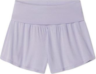 Lunya Rib Foldover Waist Pajama Shorts in Quiet Lilac at Nordstrom, Size X-Large
