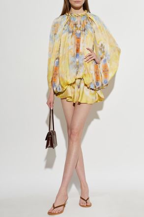 Zimmermann Silk Top With Draping, Womens, Yellow