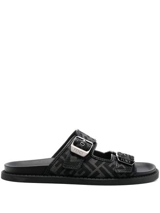Fendi Sandali Feel FF jacquard - Nero