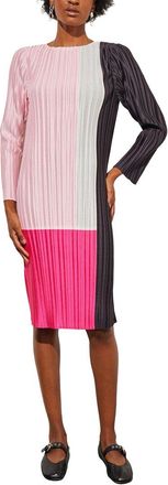 Ming Wang Fine Pleat Crepe De Chine Dress