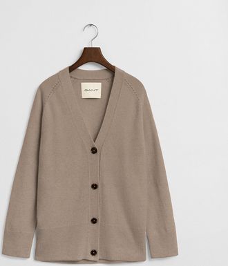 GANT Women Wool Cashmere Blend Cardigan (XXL) TAUPE BEIGE