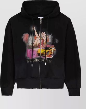 GCDS betty boop fleece zip hoodie raw hem