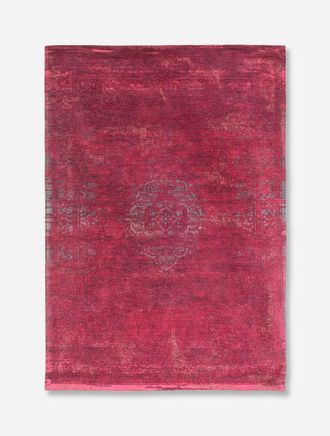 Louis De Poortere Dise&ntilde;o Medall&oacute;n - Alfombra Medall&oacute;n Mundo Desvanecido - Hecha En B&eacute;lgica - Acabado A Mano - Antideslizante Natural - 100% Algod&oacute;n - Escarlata - 170 X 