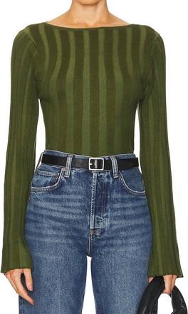 House Of Harlow Seraphine Boatneck Sweater In Dark Olive