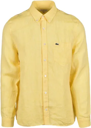 Lacoste Yellow Regular Fit Linen Shirt