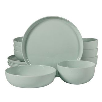 Gibson Home Candy Skies 12 Piece Wheat Straw Melamine Dinnerware Set in Green at Nordstrom