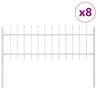 Berkfield Home Garden Fence with Sharp Top - White, 13.6 x 0.6 m, Steel in White