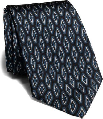 Jack Victor Washington Geometric Print Silk Tie in Navy at Nordstrom
