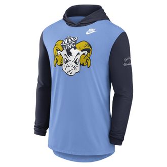Nike North Carolina Campus Legacy Nike Mens Dri-FIT College Long-Sleeve Hooded T-Shirt in Blue | 01NB195UNCV-CNJ