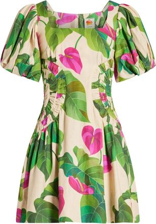 Farm Rio Abito corto a fiori con maniche a palloncino - Toni neutri