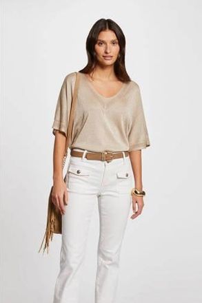 Morgan semi-transparante top beige