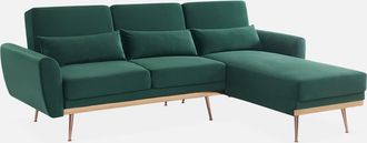 Sweeek Sof&aacute; Esquinero Reversible De 3 Plazas De Terciopelo