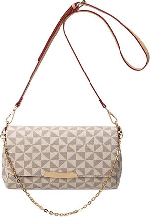 Generic Flap Crossbody Bag for Women Plaid Leather Purse and Handbag Fashion Small Shoulder Bags Wallet with Chain Strap (White)