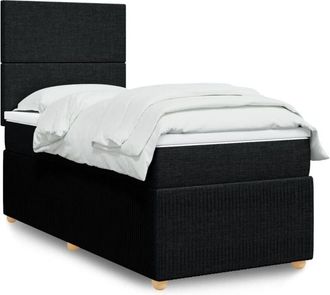 vidaXL Cama Box Spring Con Colch&oacute;n Tela Negro 100x200 Cm Vidaxl