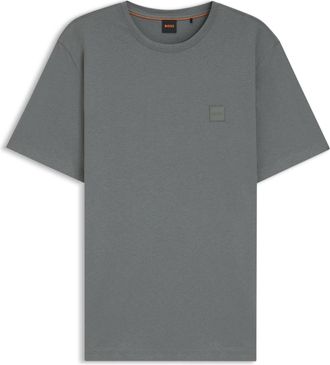 HUGO BOSS Mens Boss Orange Tales T-Shirt With Logo Patch Premium Cotton in Open Grey