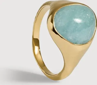 Monica Vinader Gold Rio Gemstone Ring Aquamarine