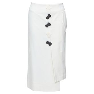 Tibi white structural buttons asymmetric darted pencil skirt US0 XS