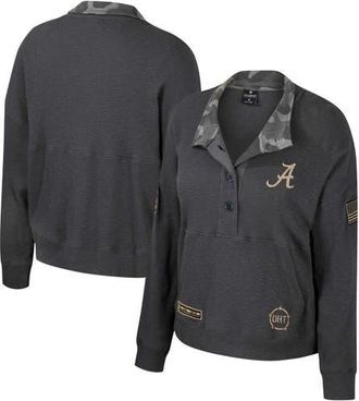 Colosseum Womens Colosseum Heather Charcoal Alabama Crimson Tide OHT Military Appreciation Payback Henley Thermal Sweatshirt at Nordstrom, Size Medium